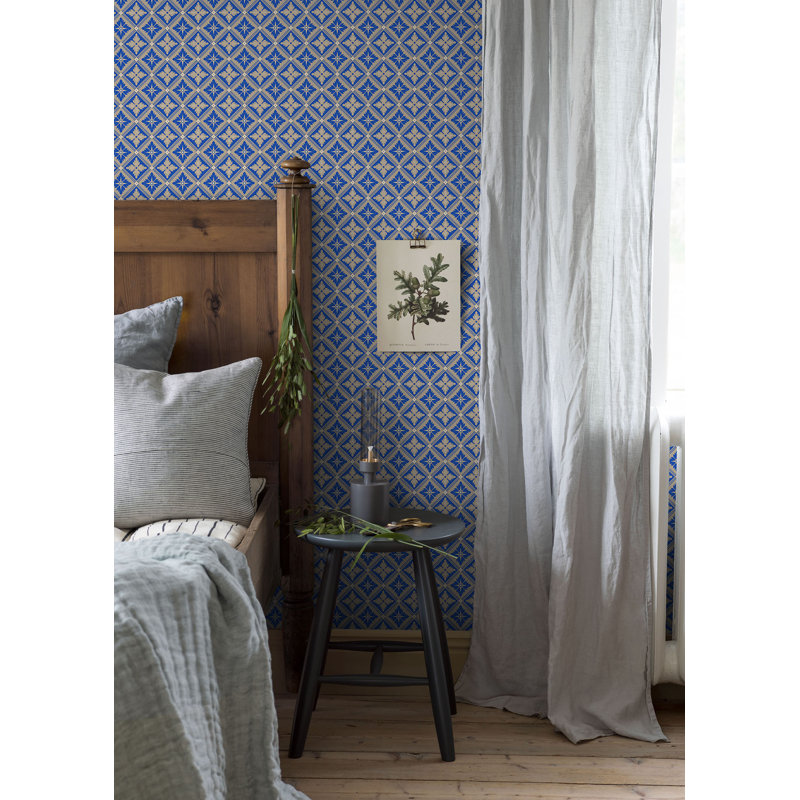 Papier peint Boroka, Cobalt; cobalt