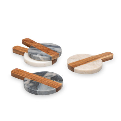 Marble & Wood Paddleboard Coaster Set