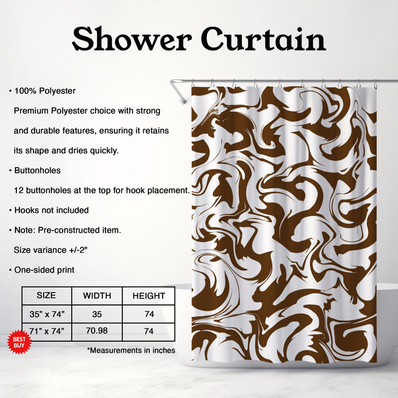 Rideau de douche Choco Back - Premium, H 74 po x l 71 po