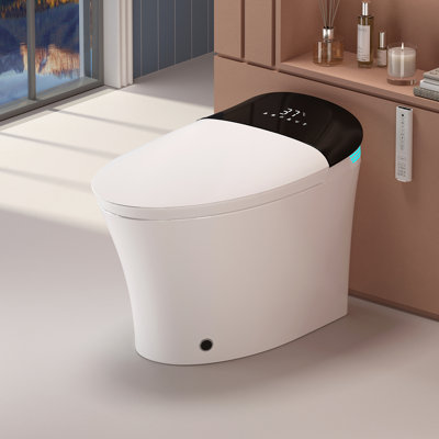 Smart Toilet with Bidet, Automatic Flush, Heated Seat, 4 Cleaning Modes, Warm Air Dryer, LED Display, Night Light, 12-Inch Rough-In