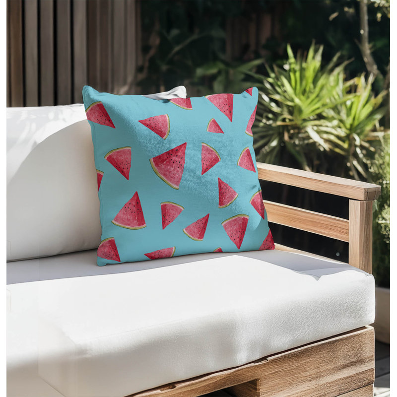 Summer Melon Outdoor Pillow, Square 18"H x 18"W, Turquoise
