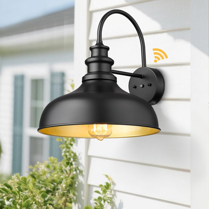 Dusk To Dawn Outdoor Barn Light Anti-Rust Outdoor Wall Sconce Farmhouse Exterior Lighting Fixture Wall Lantern Lamp For Porch,Garage(Black+Gold,1 Pack)