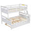 Lit simple superposé au dessus d'un lit double avec échelle, lit gigogne simple, barrière de sécurité, blanc