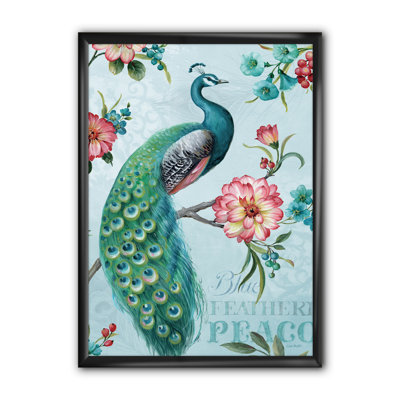 Cadre photo « handpainted peacock », reproduction sur toile