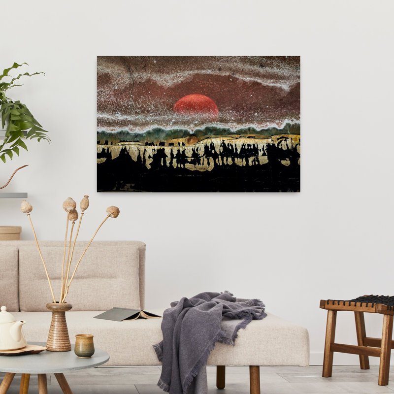 Art mural abstrait contemporain ancien champ de bataille, H 24 po x l 36 po
