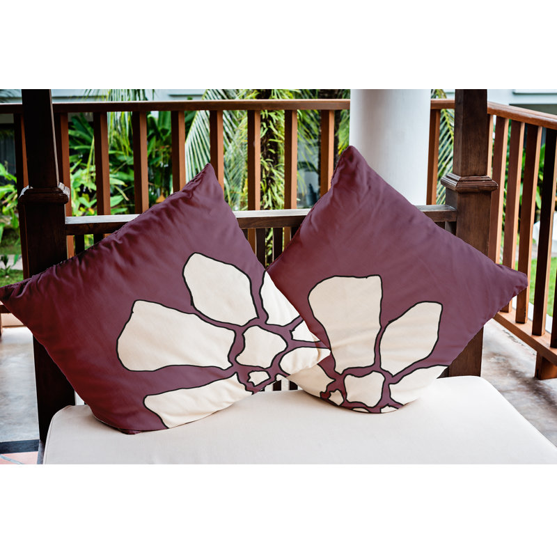 Housse et insert de coussin d'extérieur carré Petal Lines, Mauve, 16 po x 16 po