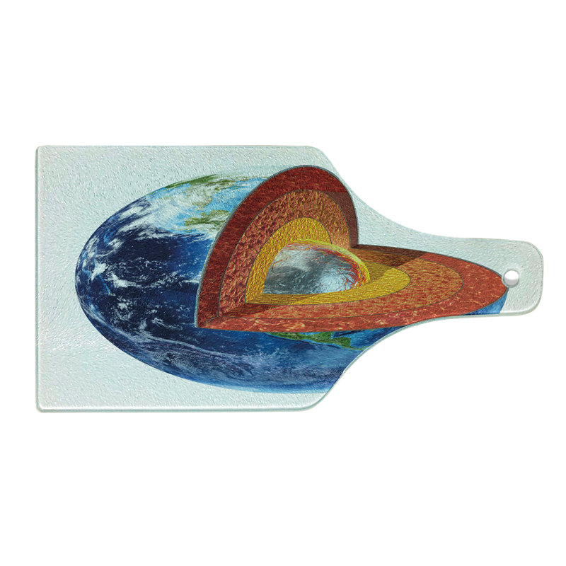 Ambesonne Earth Tempered Glass Cutting Board Earth Inner Core Science Multicolor