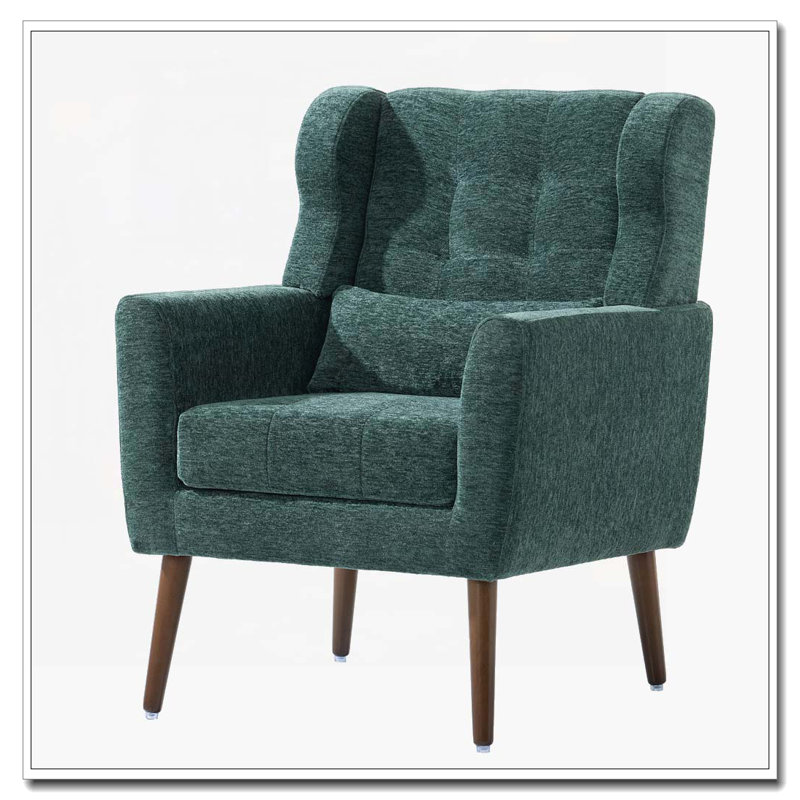 Fauteuil rembourré avec coussin, Vert noirci