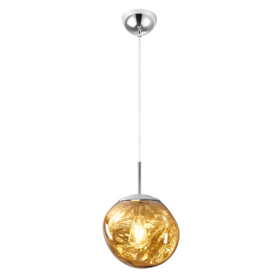 Luminaire suspendu géométrique en verre de lave 1 lumière Amber Melt