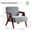 Fauteuil d'appoint moderne avec accoudoirs souples de 23,8 po de largeur avec pieds en bois massif-1924628349