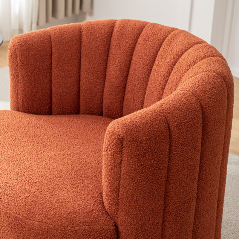 Fauteuil demi-tonneau pivotant rembourré Musaab, Orange
