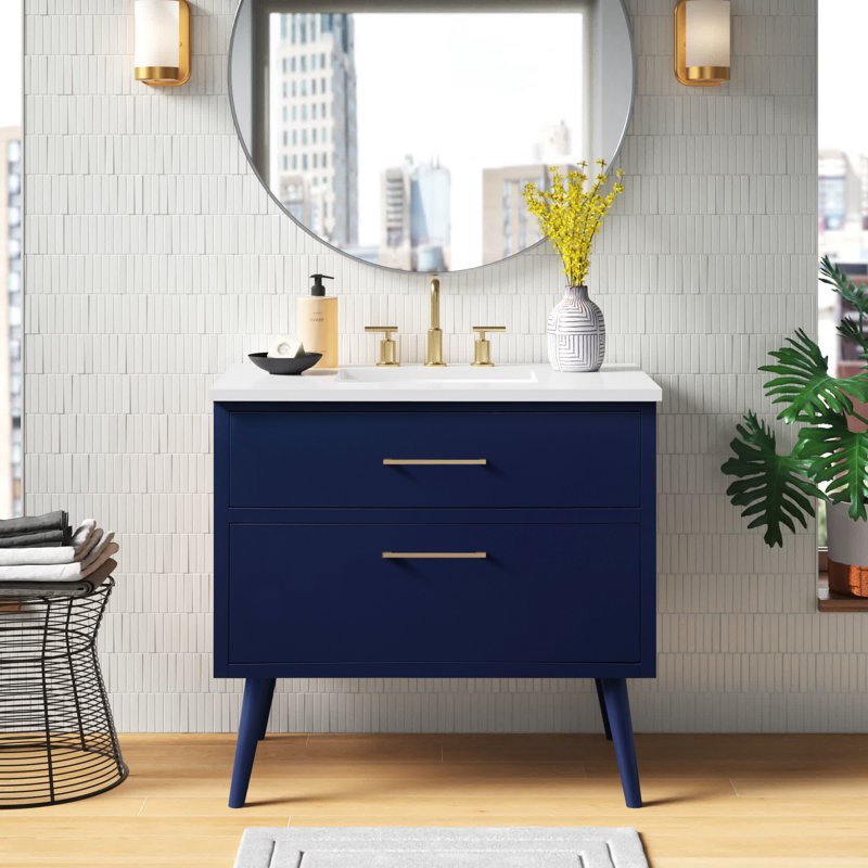 Ensemble de meuble-lavabo simple 36 po Steinfeldt, Bleu