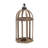 Set of Two Brown Distressed Wood And Glass Floor Lantern Candle Holders
