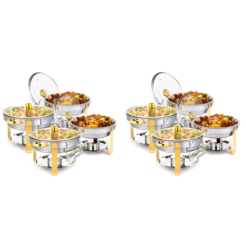 Stainless Steel 5 Quarts Round Chafing Dish (Set of 8) The Twillery Co.®
