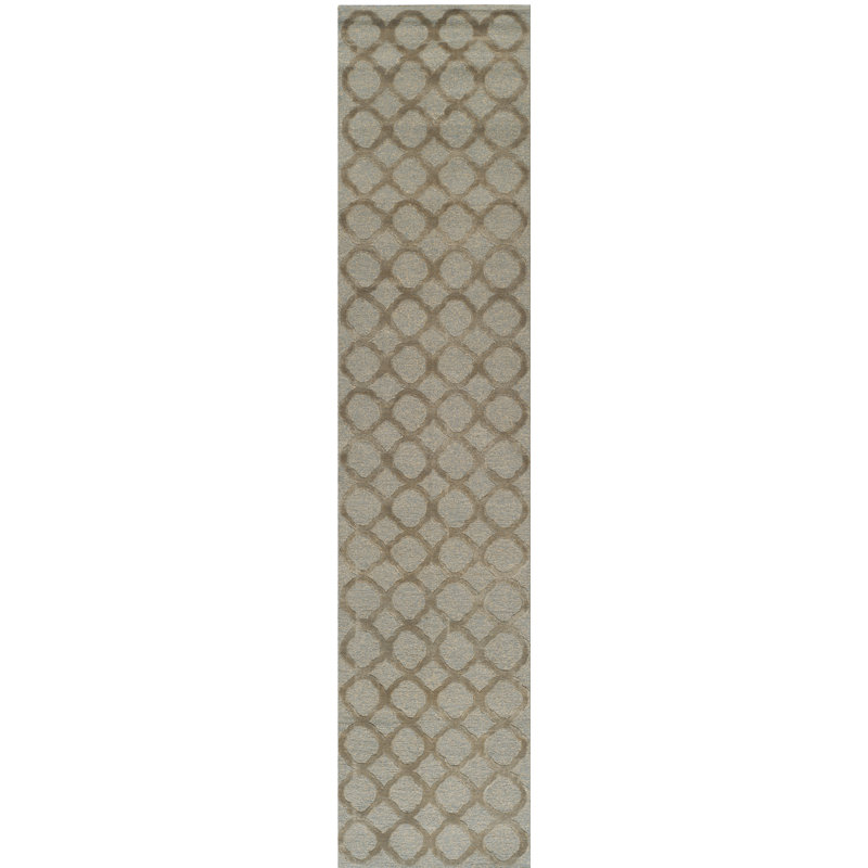 Handmade Blue and Maize Wool Silk Tufted Rug
