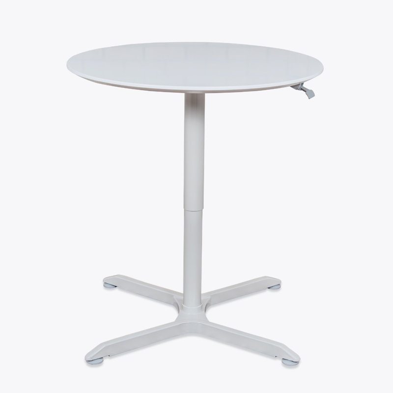 White Round Adjustable Height Bar Table with Steel Frame