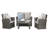 4-Piece All Weather Wicker Patio Conversation Set With Gray Cushions And Glass Table-204987124-204987125