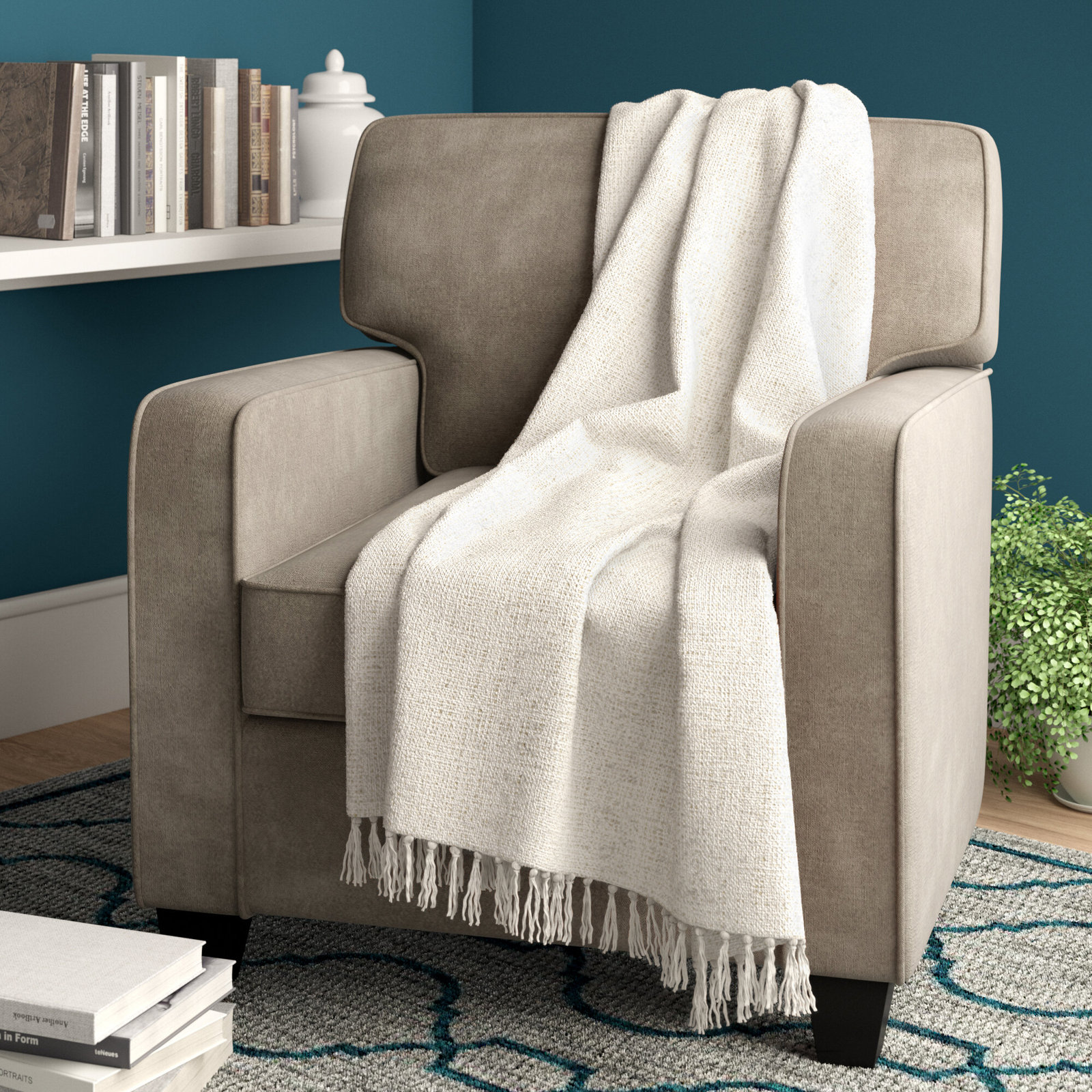 Dennie Heated Knit Throw Blanket, Off-White