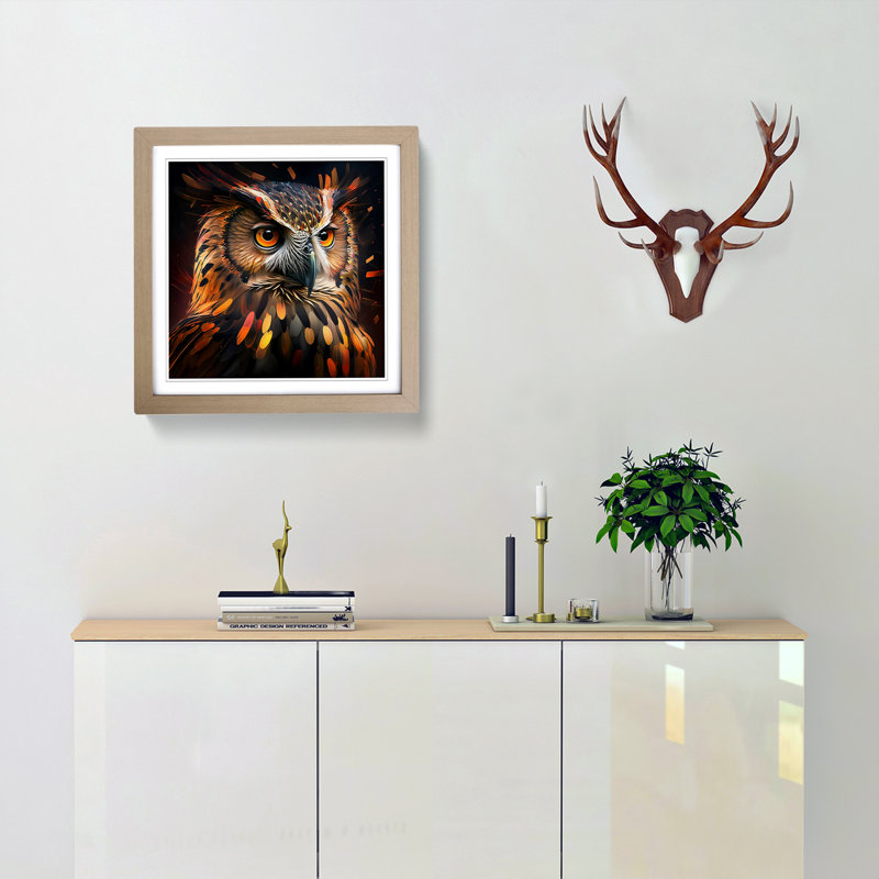 Owl - Framed Print, Oak