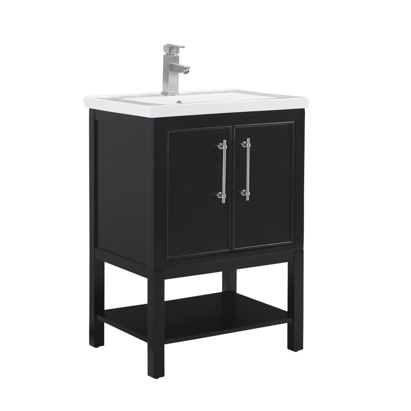Ensemble de meuble-lavabo simple 24 po Jewell, Noir / nickel brossé