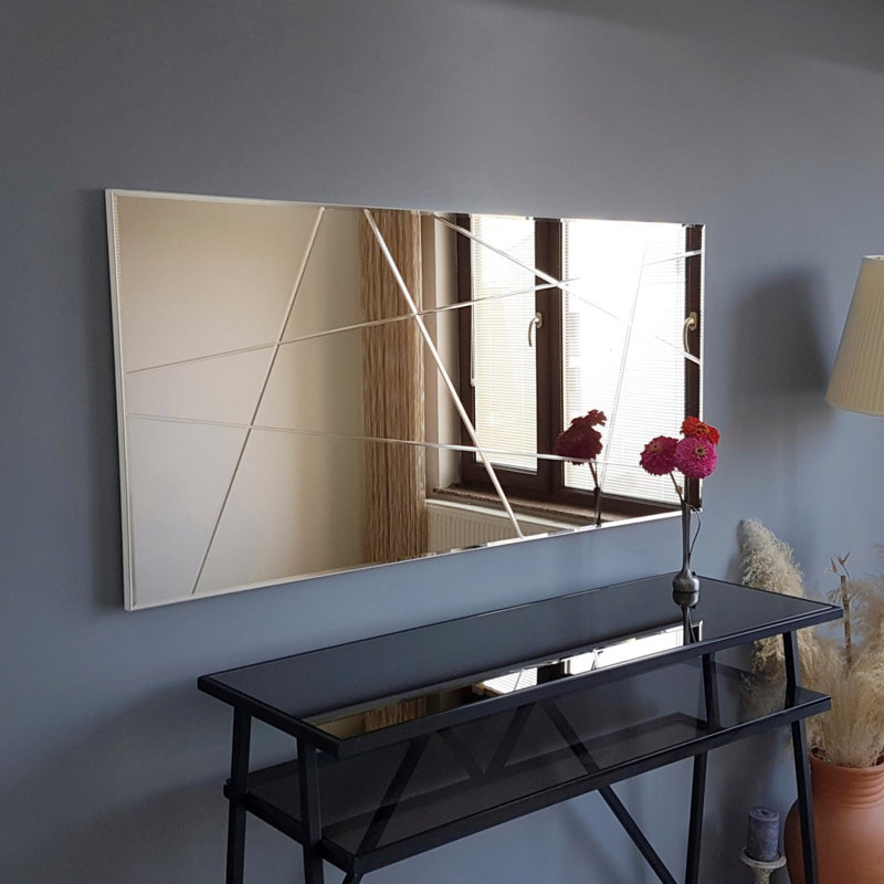 Elegant Bronze Wall Mirror, 51.2 x 24.4 x 0.9 inches | 100% MDF Construction, Assembled | Horizontally & Vertically Adjustable, Modern Abstract Geometric Design | Perfect for Home Decor & Enhancing Space