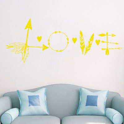 Décalcomanie murale flèche en plumes love