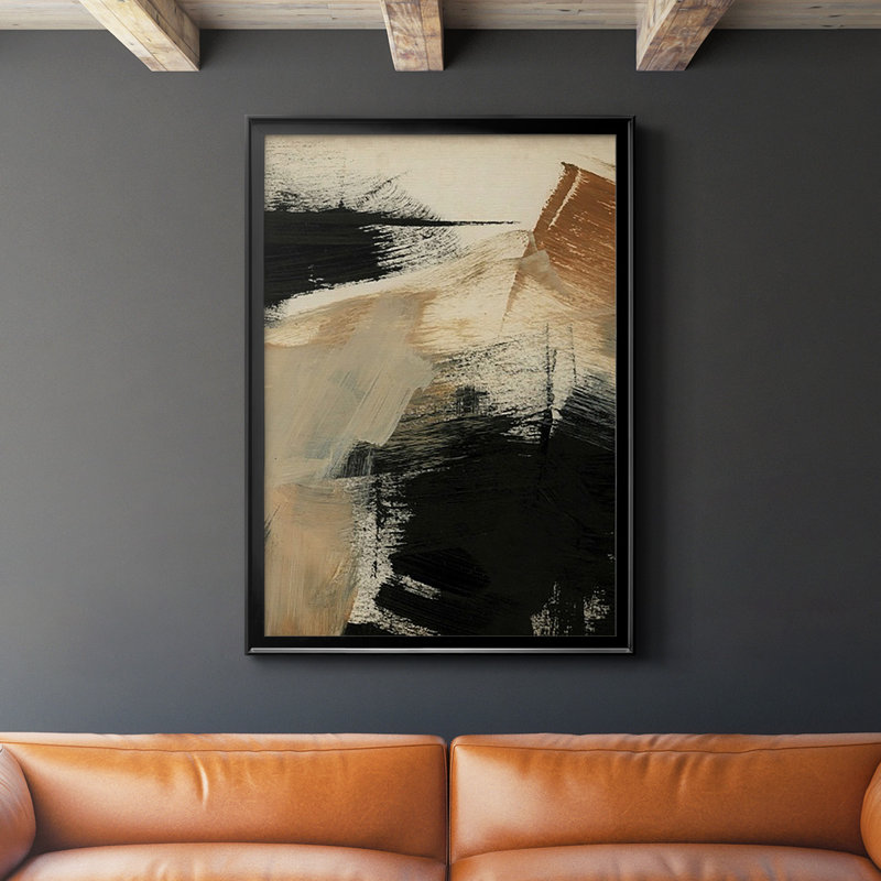 «Baked Paintstrokes III», reproduction encadrée de qualité supérieure - prête à être suspendue, H 30,5 po x l 22,5 po, Noir