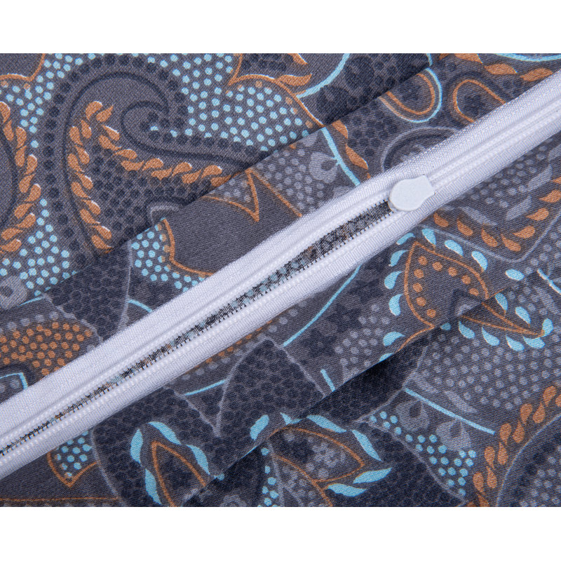 Queen Cotton Sateen Paisley Duvet Cover Set with Pillowcases