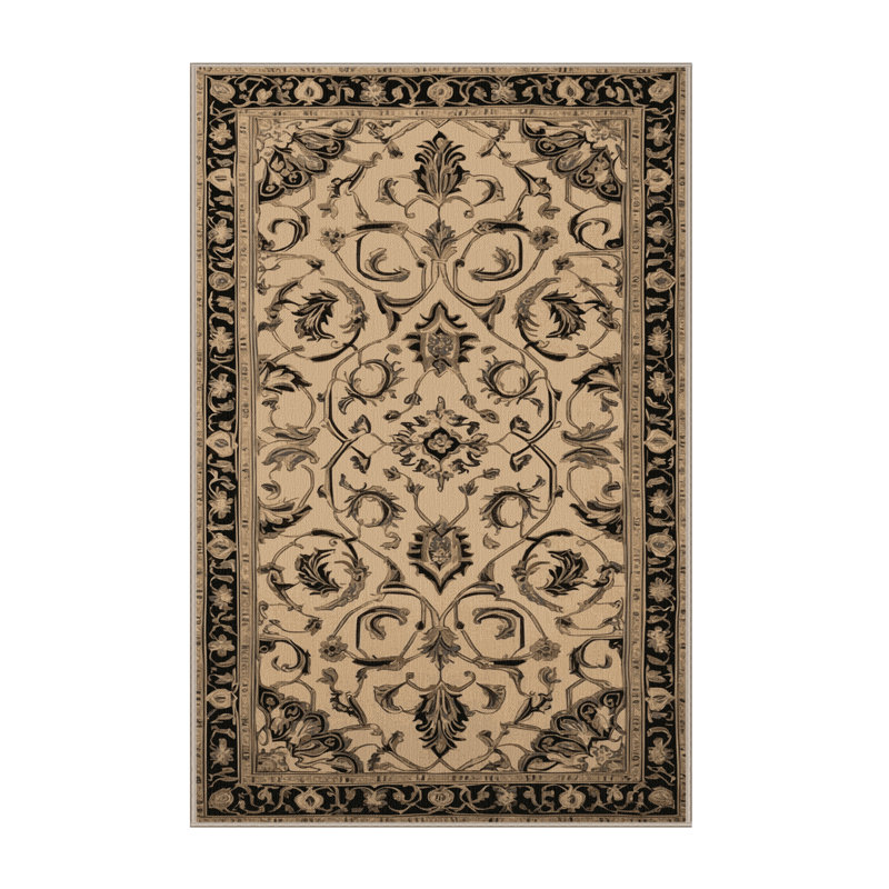 Tapis brun français lavable à la machine, Rectangle 6 pi x 9 pi