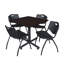Table de salle de repos carrée Nicklo, chaises empilables 4 M-32668299-40142455-32668304