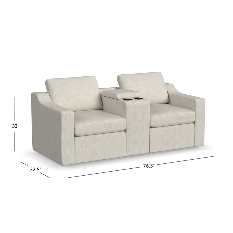 Lockheart 76.5" Modular Roll Arm 2 Seater Loveseat with Storage Console, Beige