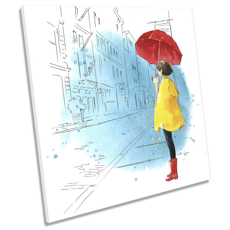 Fashion Umbrella Watercolour - Wrapped Canvas Painting, 76.2cm H x 76.2cm W x 4cm D