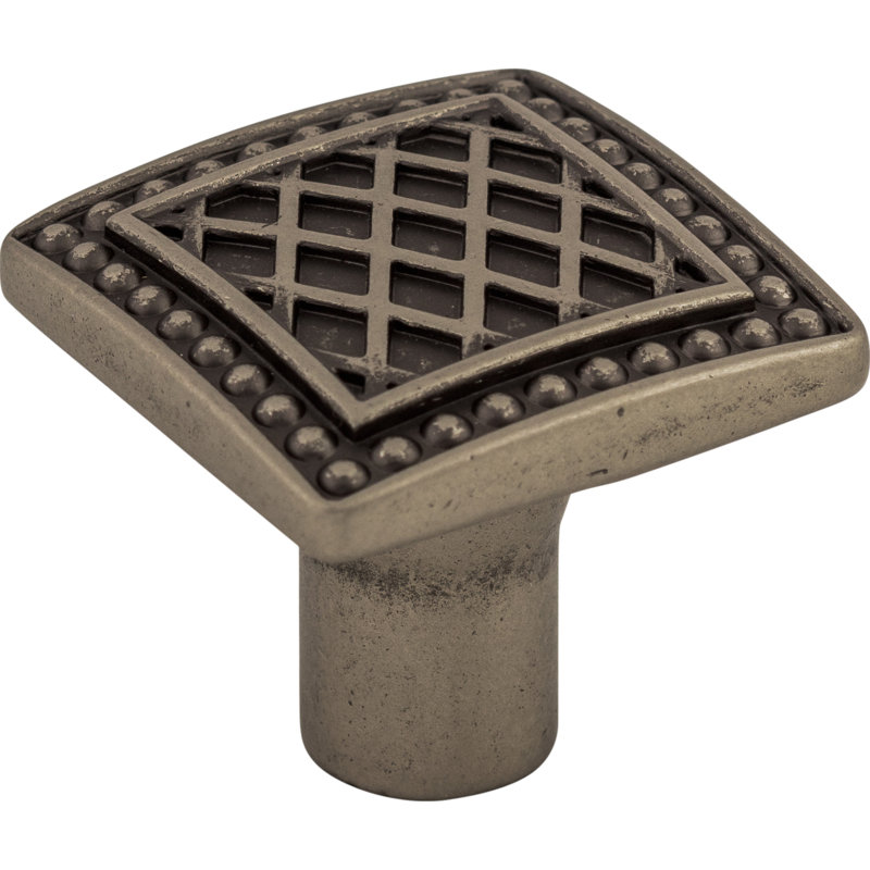 Trevi 1 1/4" Length Square Knob, Pewter Antique