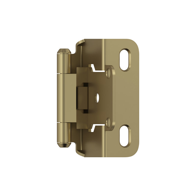 1/2 inch (13mm) Overlay Self Closing Partial Wrap Golden Champagne Cabinet Hinge - 1 Pair, Golden Champagne