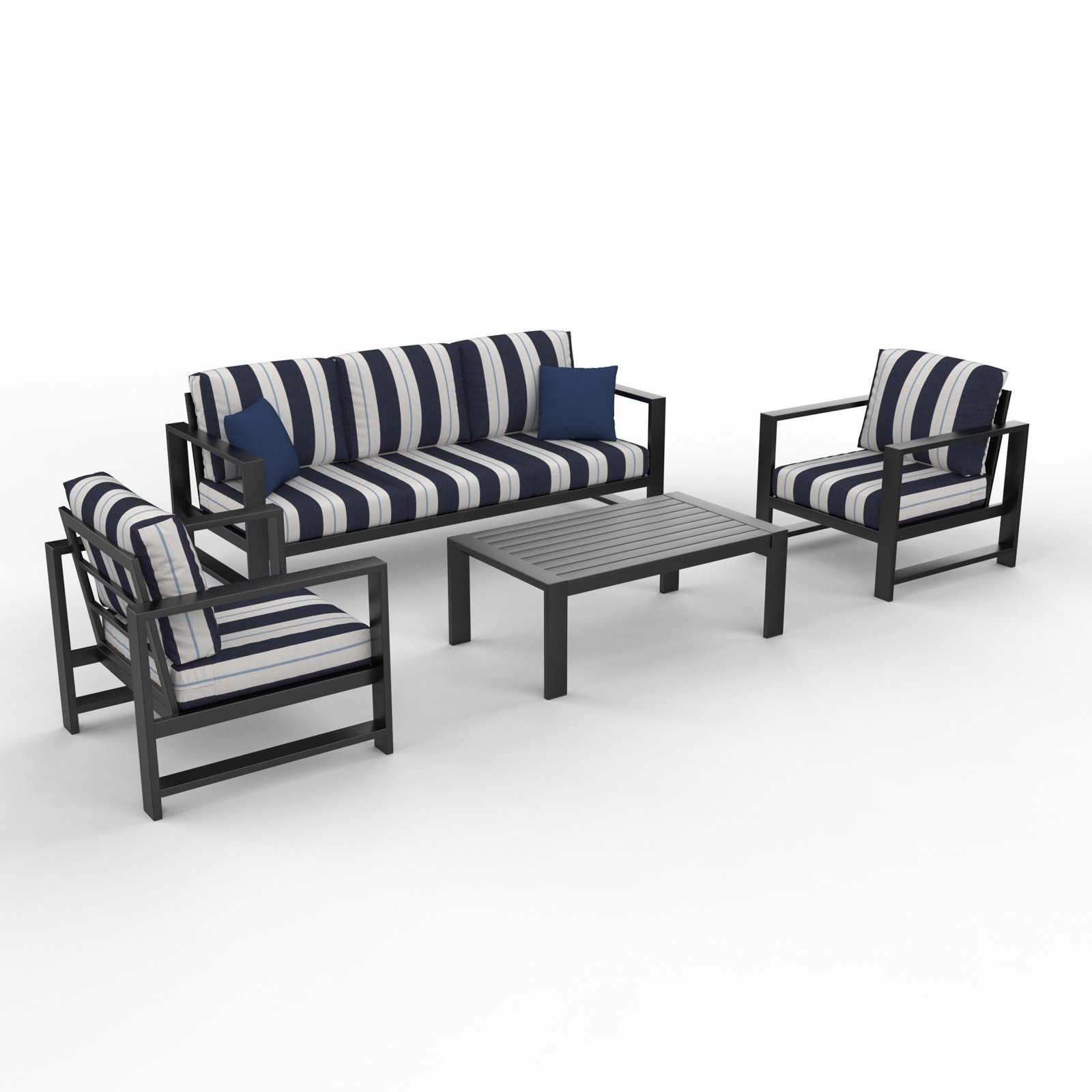 Dulcie 5-Person Sunbrella® Patio Seating Group, Blue/White