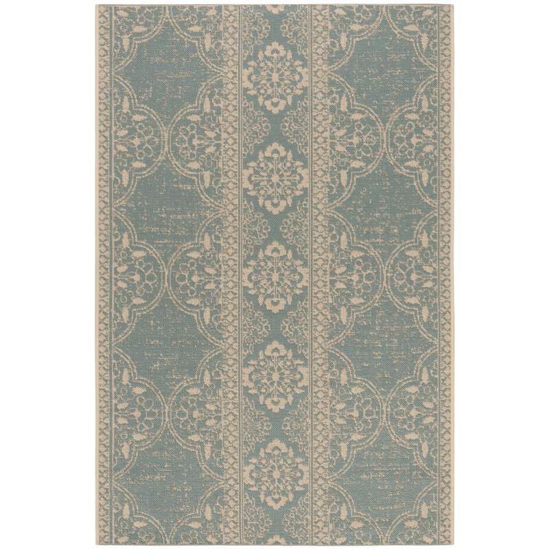 Goodrich Cream/Aqua Indoor/Outdoor Rug, Rectangle 155 x 229 cm