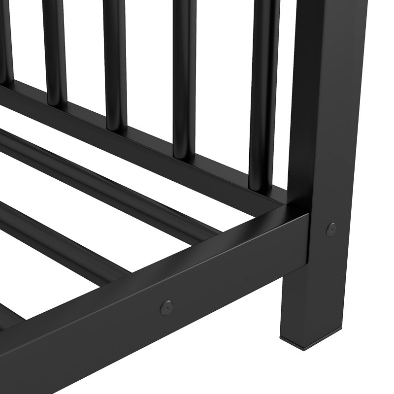 Metal House Platform Bed, Black