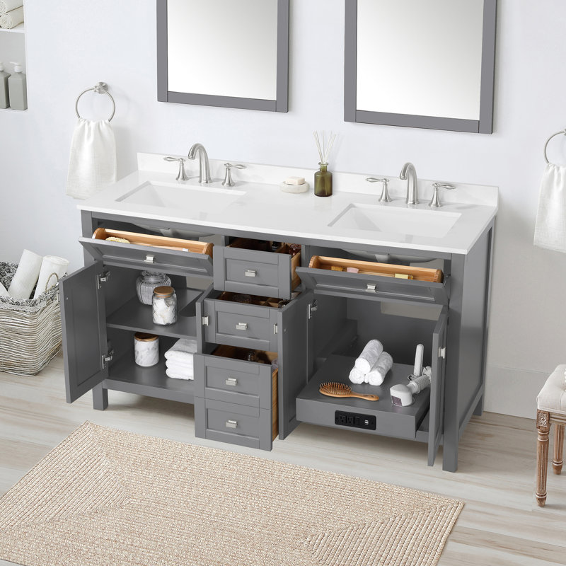 Ensemble de meuble-lavabo double 60 po Juniper, Gris anthracite