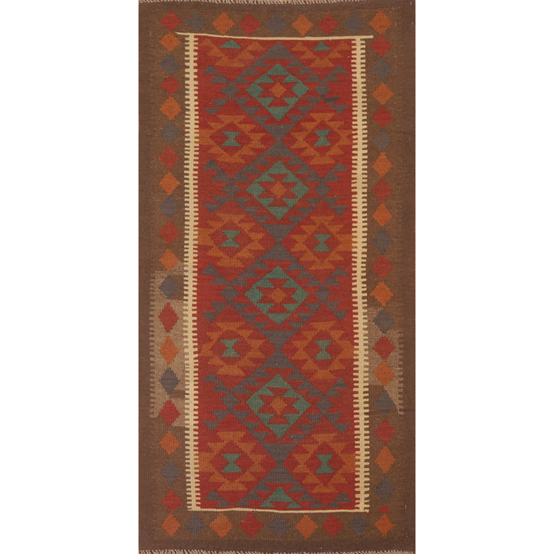 Kilim Reversible Wool Area Rug 3x6
