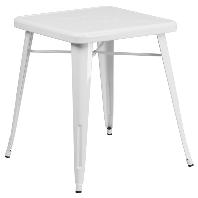 Table carrée intérieure / extérieure en métal 23,75 po Geneieve, Blanc