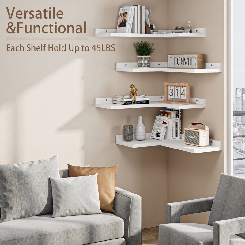 Ensemble de 4 tablettes de coin flottantes, Blanc