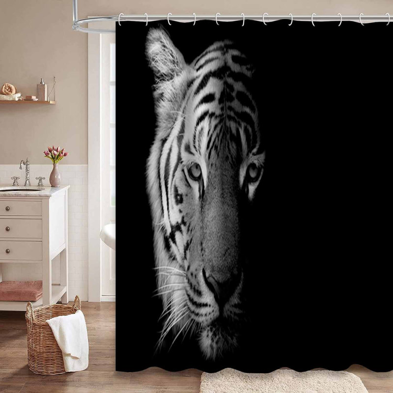 Rideau de douche noir avec 12 crochets, L 72 po x l 78 po