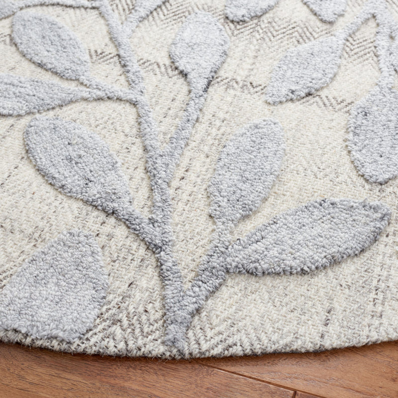 Tapis gris touffeté à la main à motif floral Blairsden, Rectangle 6 pi x 9 pi