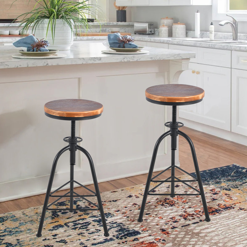 Tabouret de comptoir pivotant à hauteur réglable Julus avec structure en métal