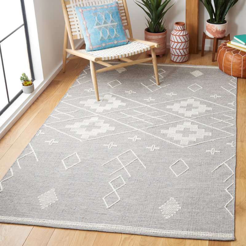 Tapis gris / ivoire Holtby Southwestern, Rectangle 4 pi x 6 pi
