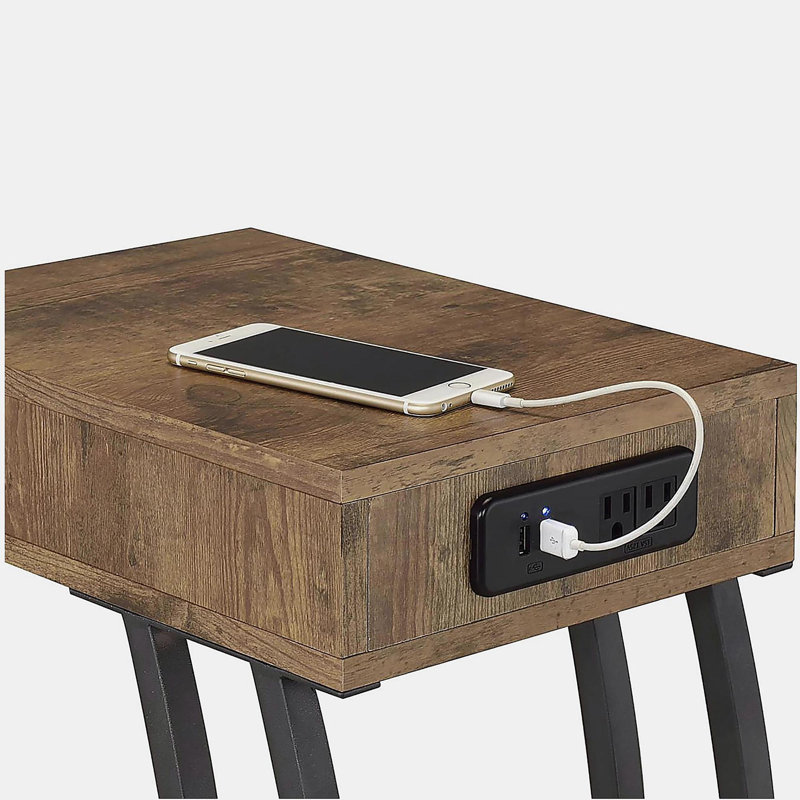 Table d'appoint antique muscade et bronze industriel, Brun