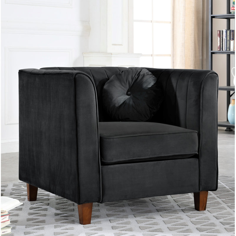 Berton Velvet Armchair, Black 
