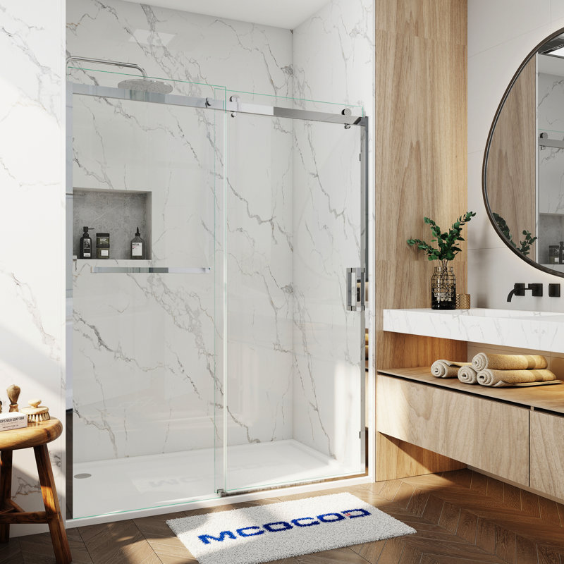 Poignée de porte de douche carrée 6 po - Plaque de tirage en acier inoxydable à double face pour verre épais de 1/4 po à 1/2 po