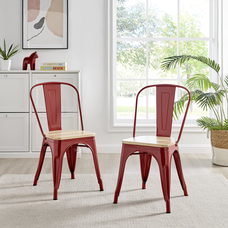 Chaise d'appoint empilable en métal Honora, Rouge