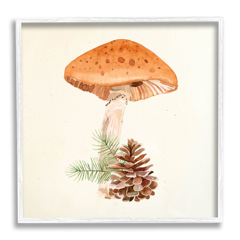 Champignon, pomme de pin botanique, estampe numérique par Lucca Sheppard, H 12 po x l 12 po x P 1,5 po